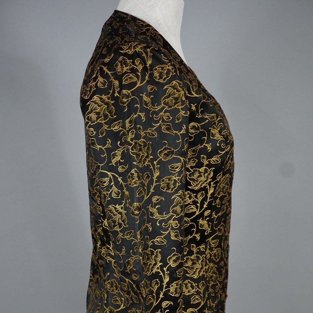 Vintage Early 80's Jacket Black & Gold Medium - Picture 3 of 9
